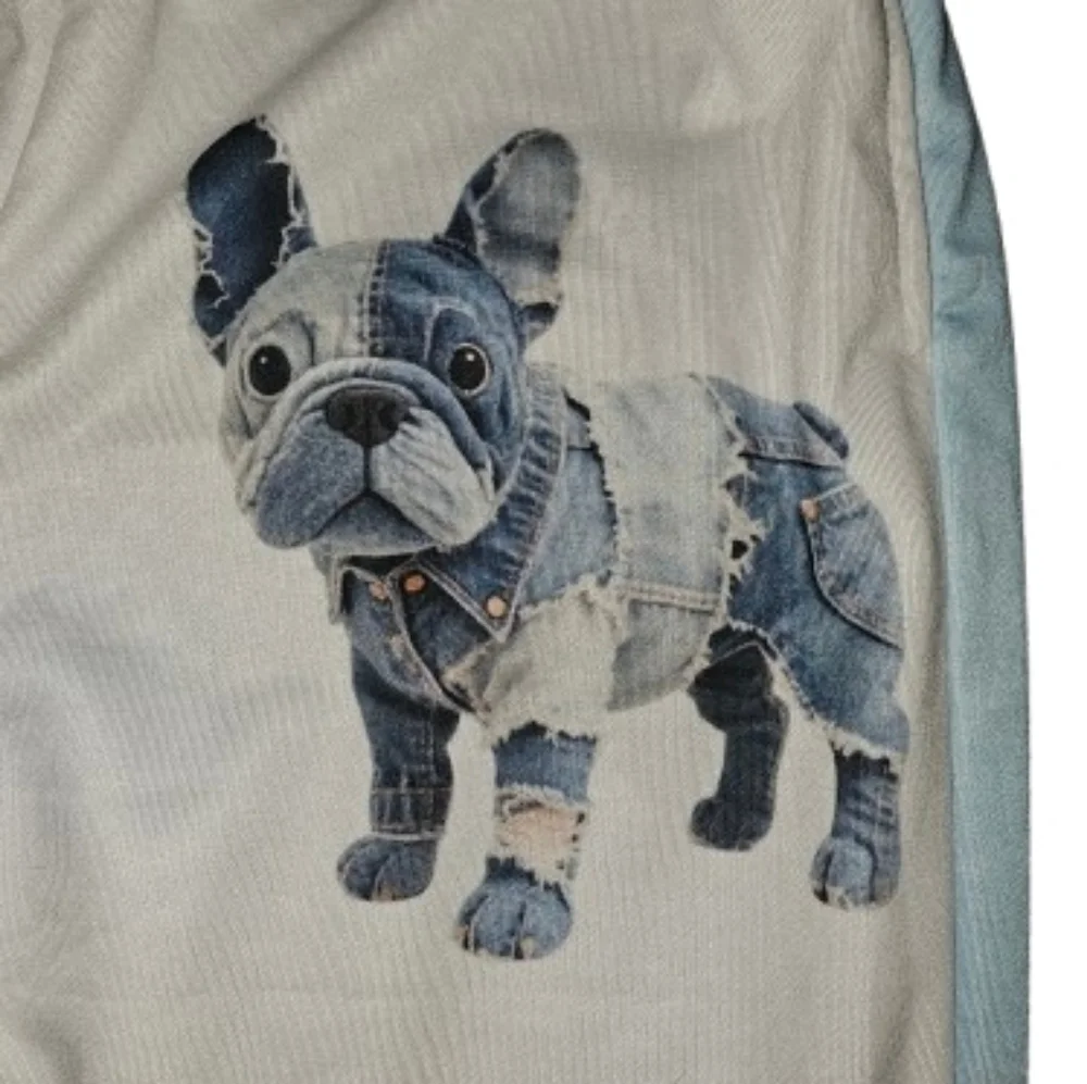 White & Light Blue Puppy Graphic Track Pants - Picture 2 of 5